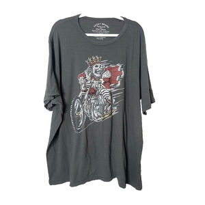 Lucky Brand Good Luck Fortune Skeleton Motorcycle Cotton T-Shirt Mens 2XL Biker